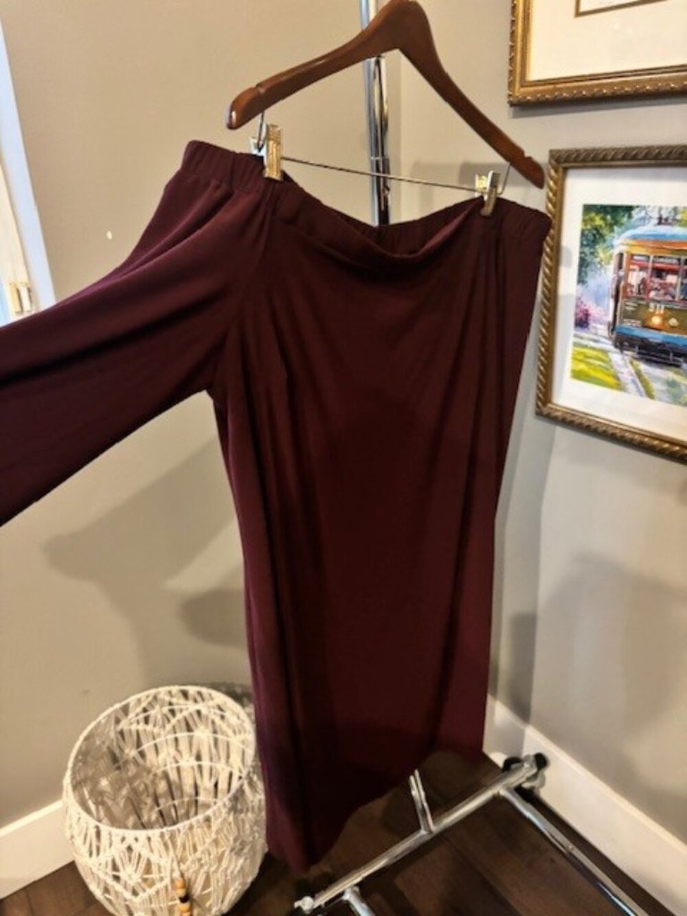 Wine dressy swing dress - Picture 3 of 3